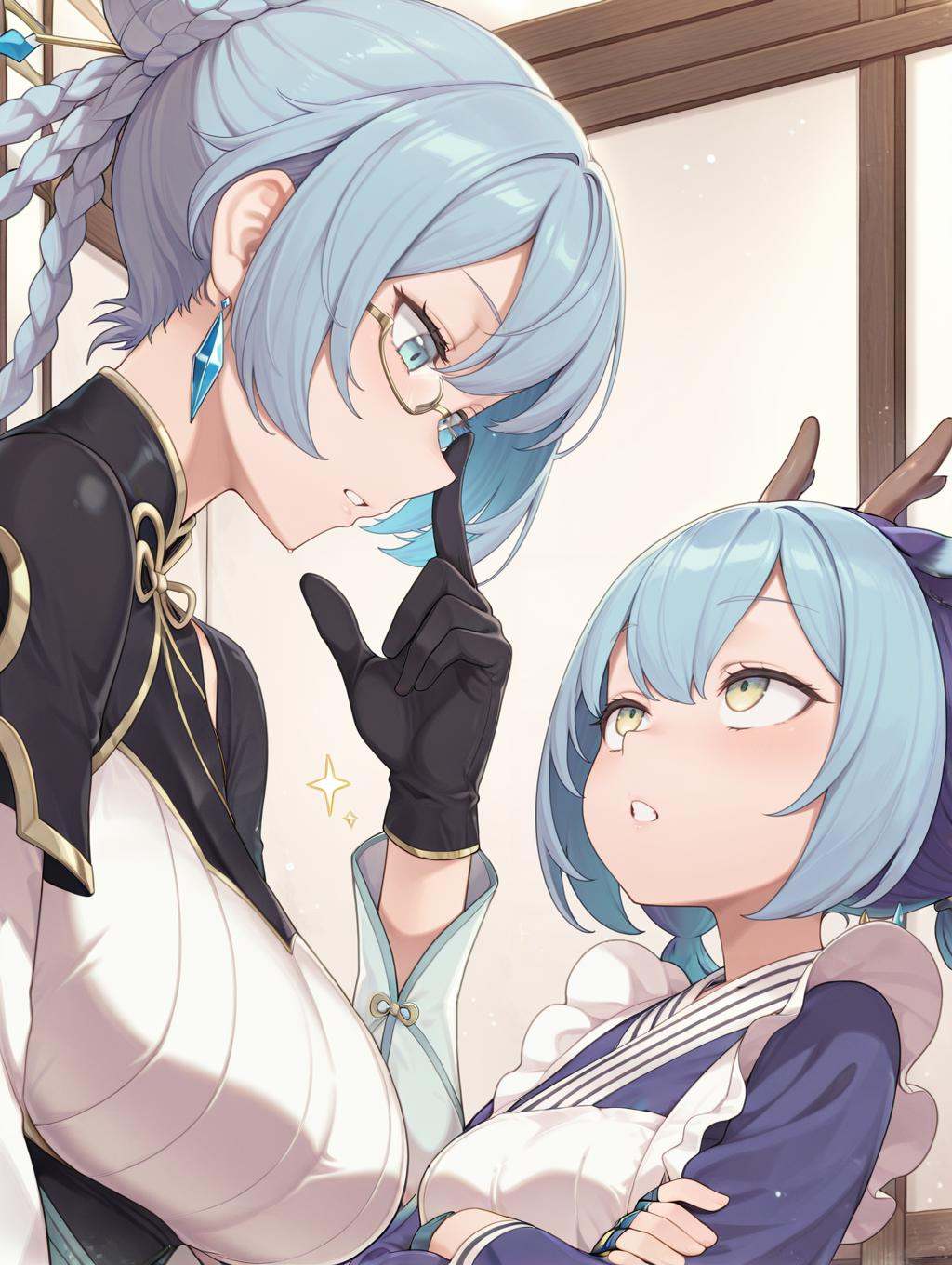 2girls,  looking at another,  from side on Tensor.Art