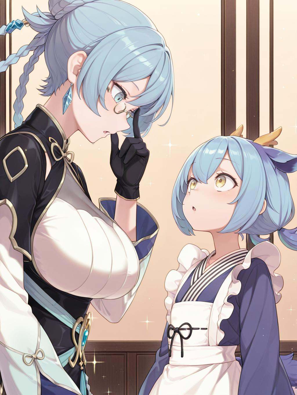2girls,  looking at another,  from side on Tensor.Art