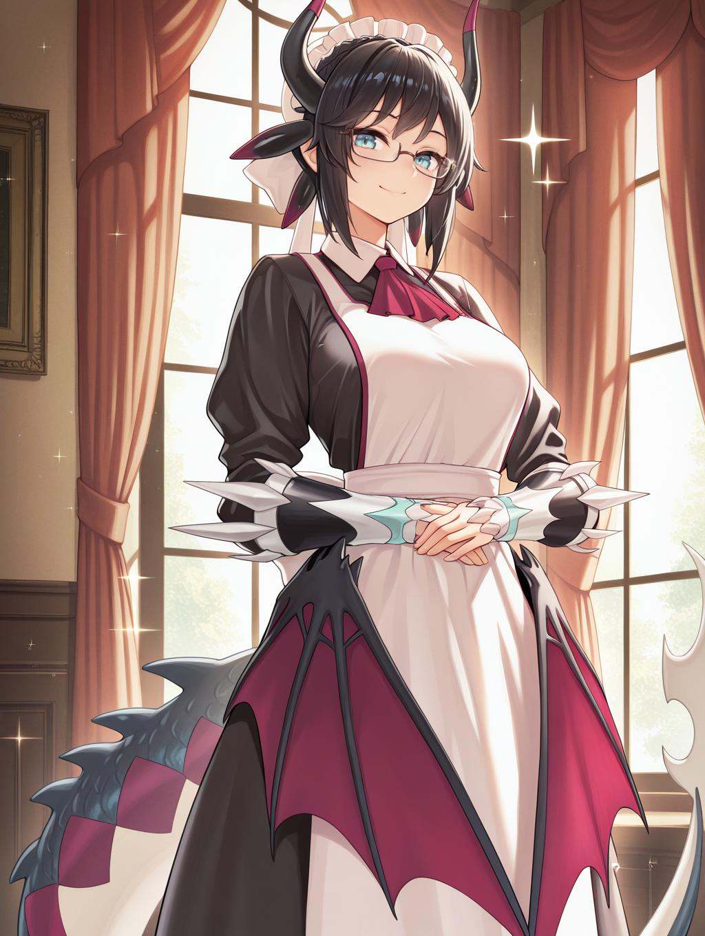 house dragonmaid,  1girl,  curtains on Tensor.Art