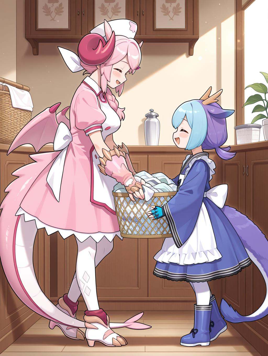 2girls,  chibi,  closed eyes on Tensor.Art
