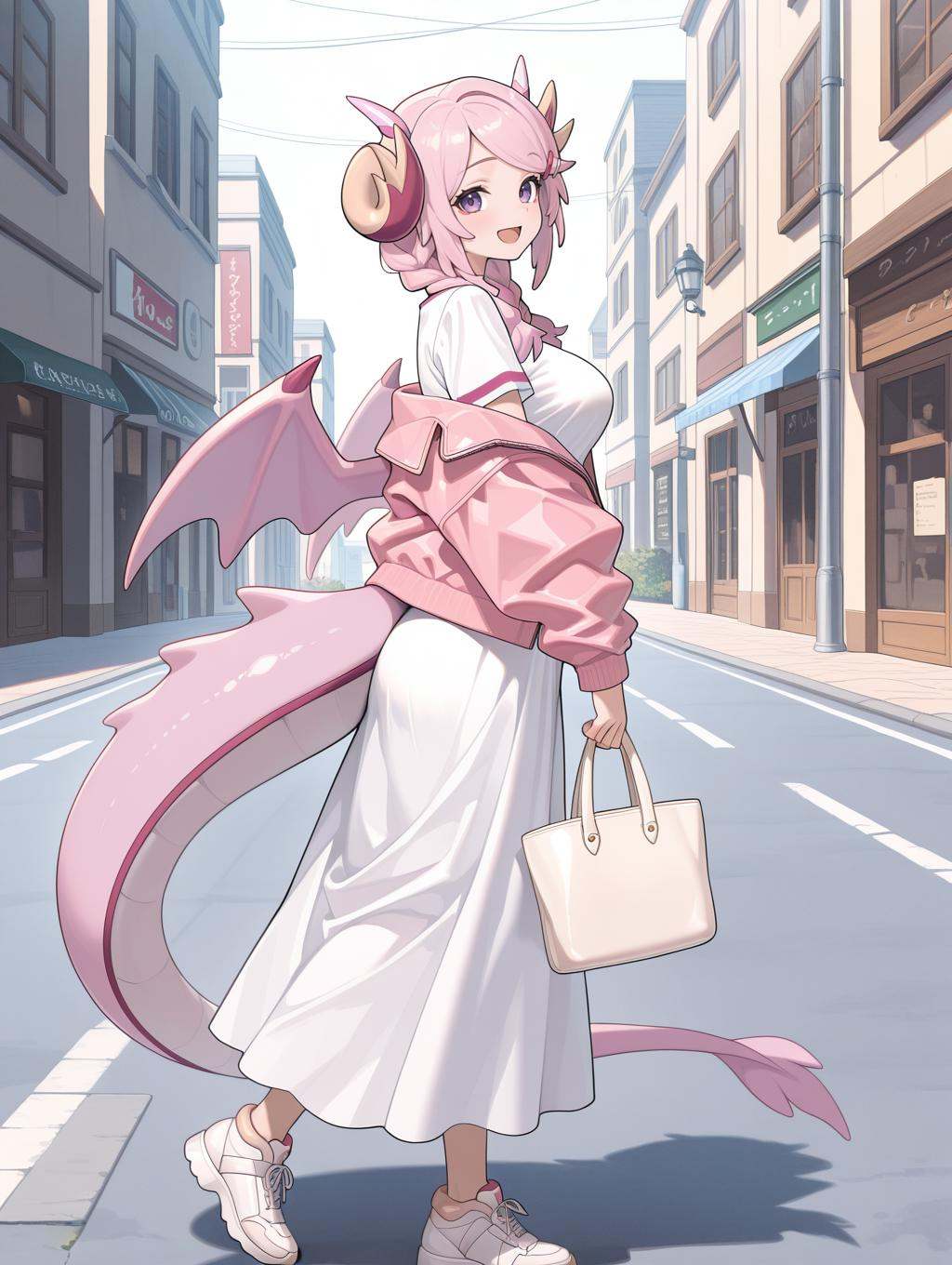 nurse dragonmaid,  pink wings,  1girl on Tensor.Art