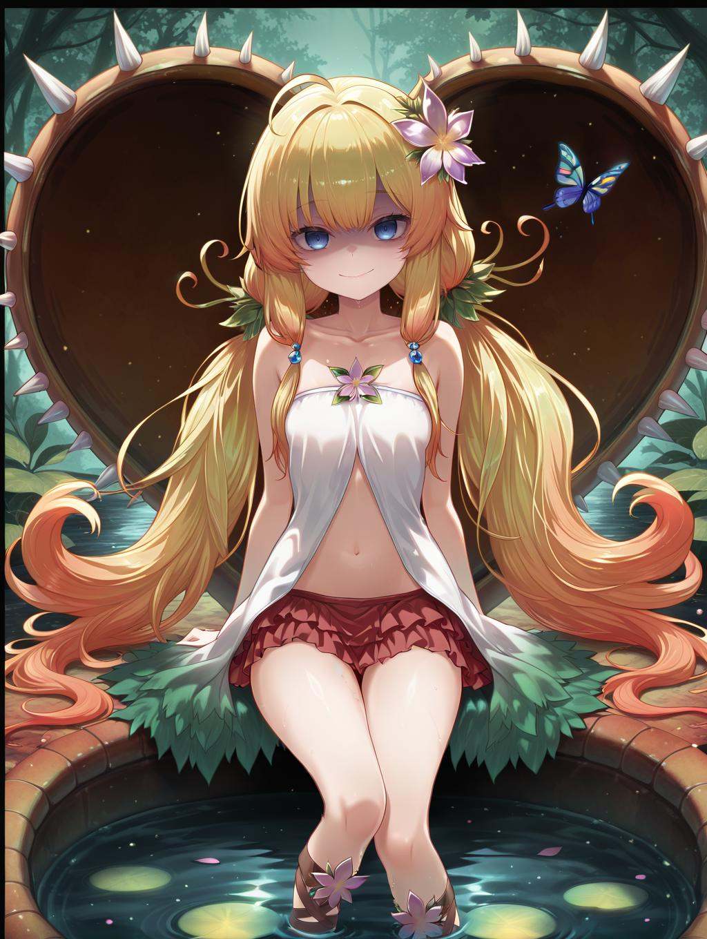 leaf hair ornament,  plant girl,  traptrix nepenthes on Tensor.Art