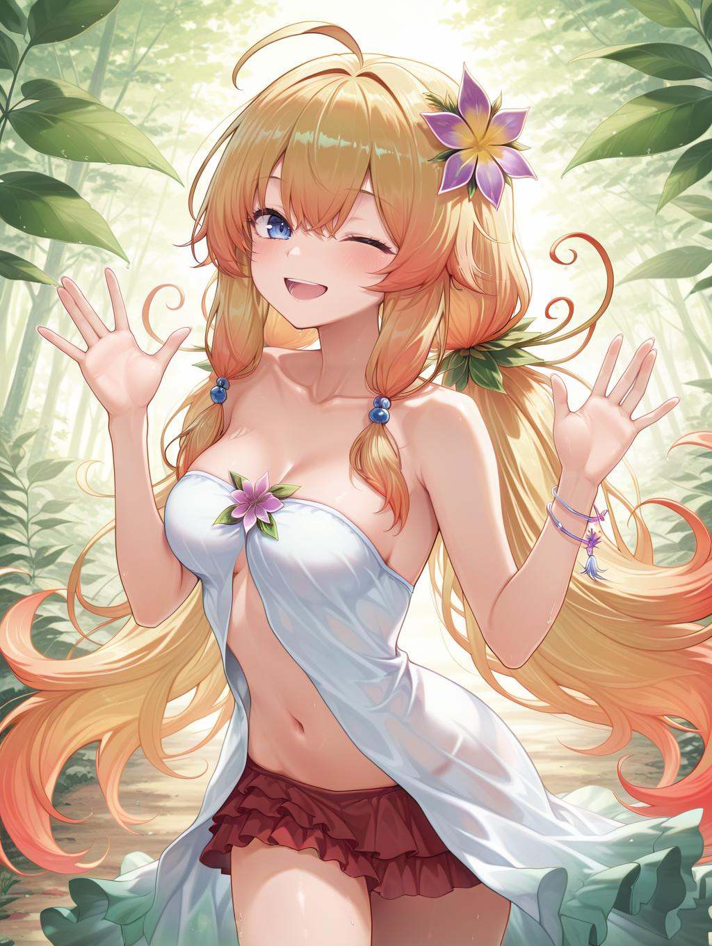 leaf hair ornament,  plant girl,  traptrix nepenthes on Tensor.Art