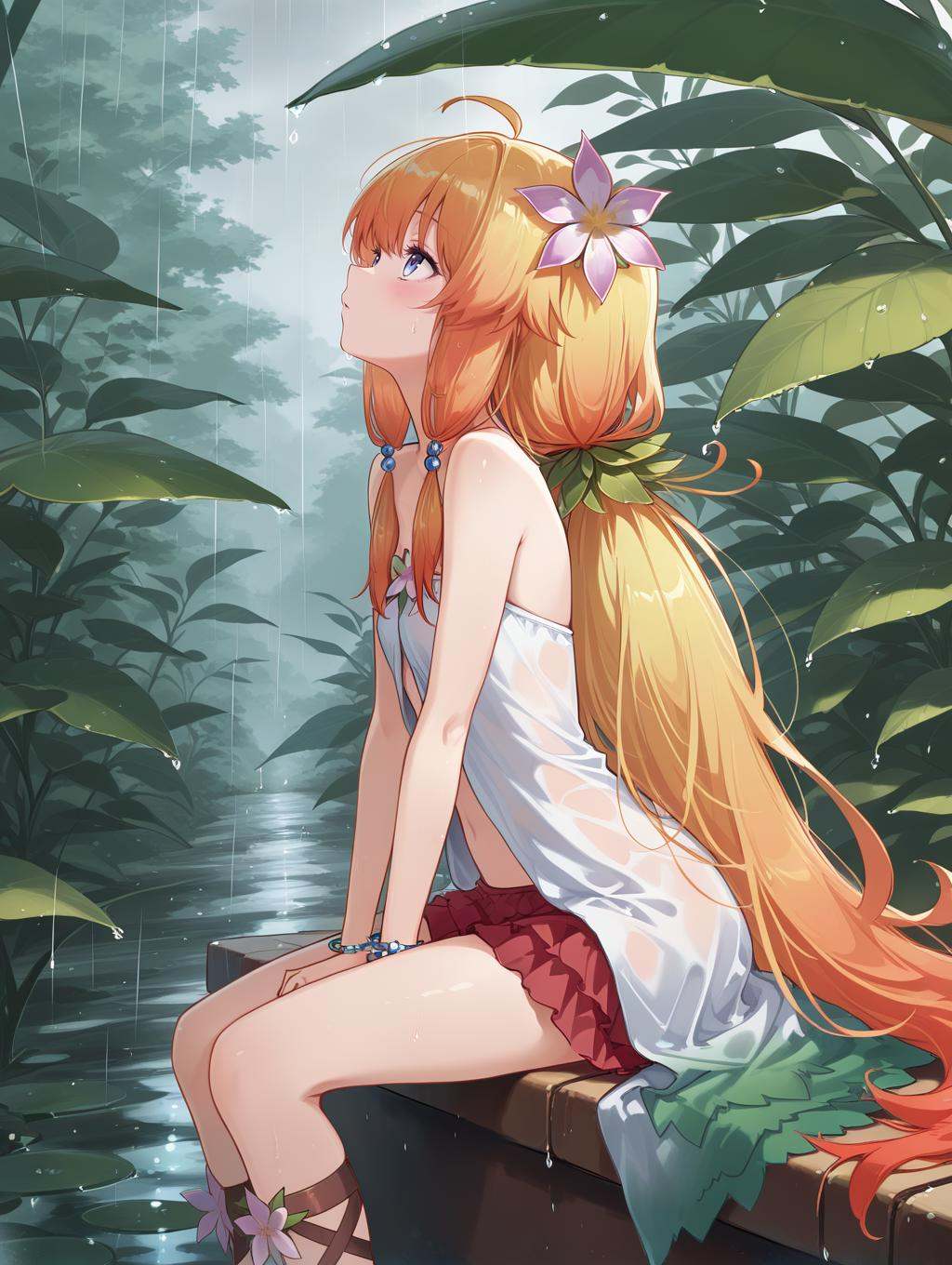 leaf hair ornament,  plant girl,  traptrix nepenthes on Tensor.Art