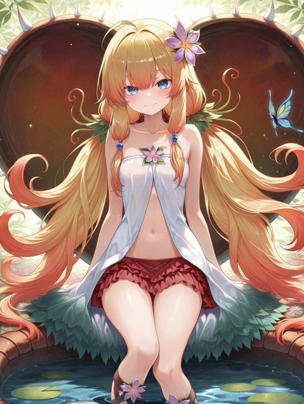 leaf hair ornament,  plant girl,  traptrix nepenthes on Tensor.Art