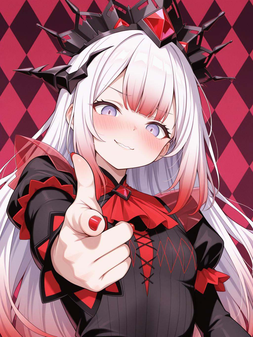 1girl,  solo,  red nails on Tensor.Art