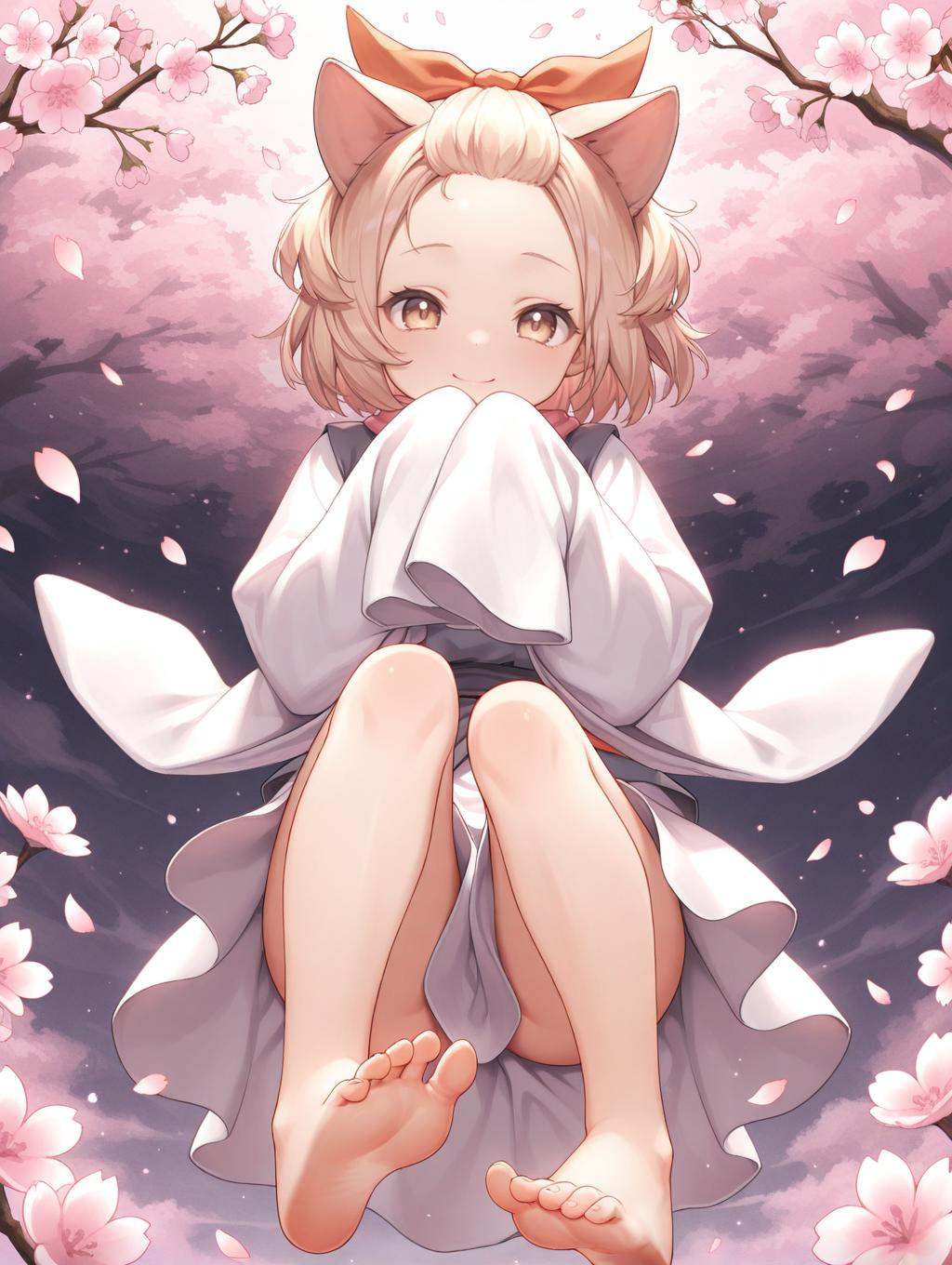 ash blossom & joyous spring,  1girl,  barefoot on Tensor.Art
