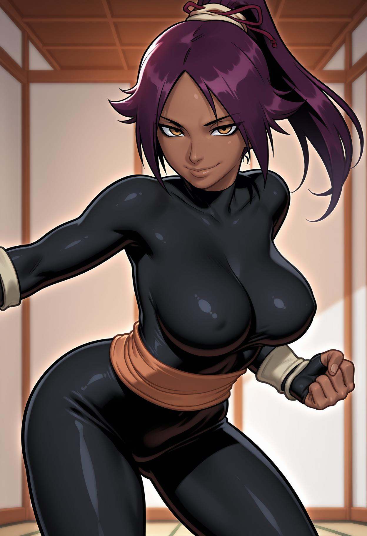 1girl,  solo,  shihouin yoruichi on Tensor.Art
