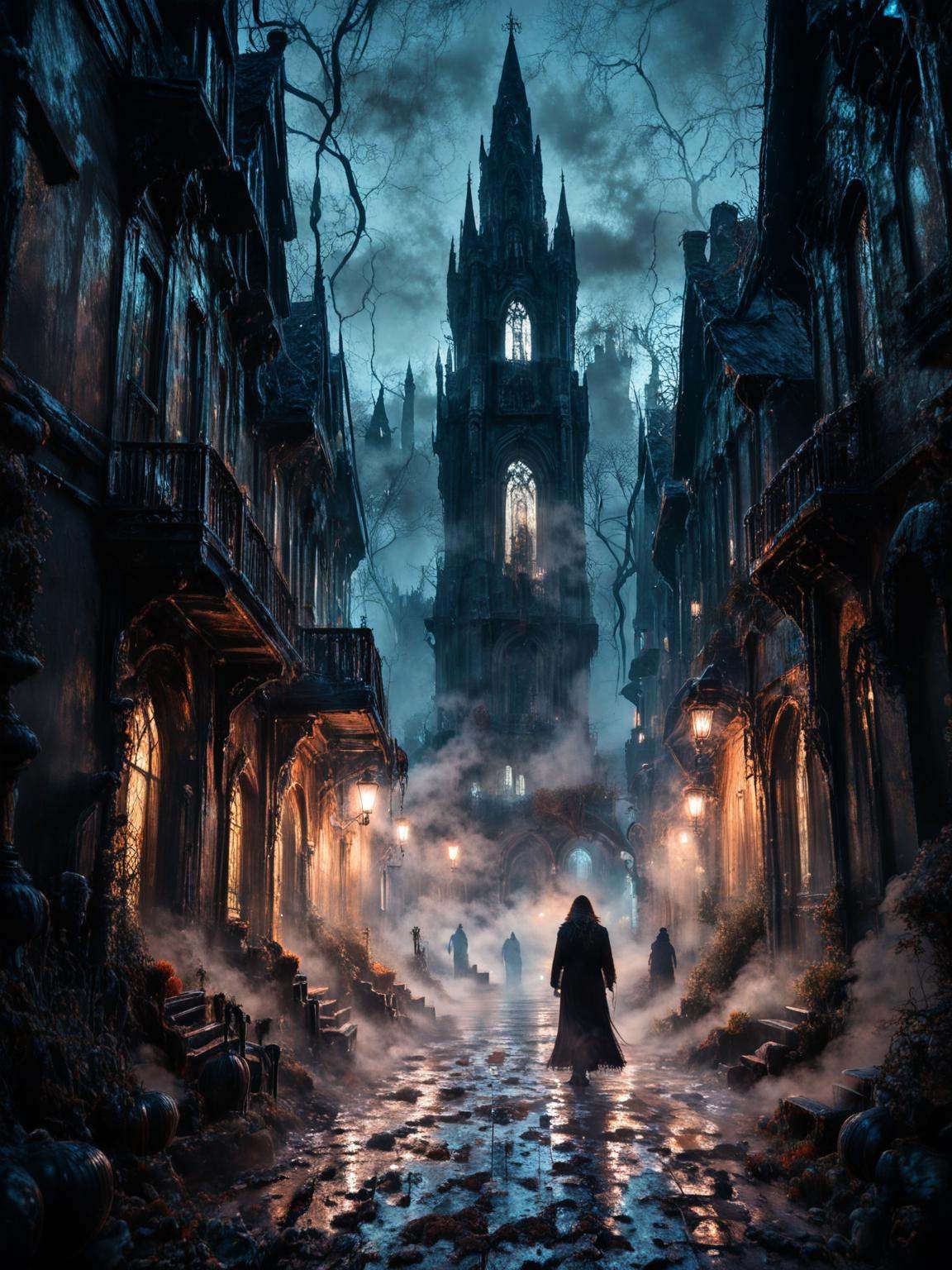 score7_up,  hallomist,  Photography of a manor in the mist on Tensor.Art