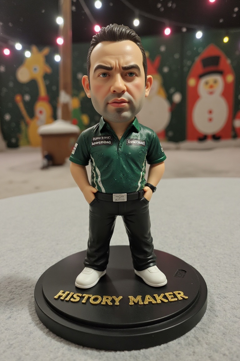 photo of bxd man,  real-life miniature action figure of Brendan Dolan,  standing on a round on Tensor.Art