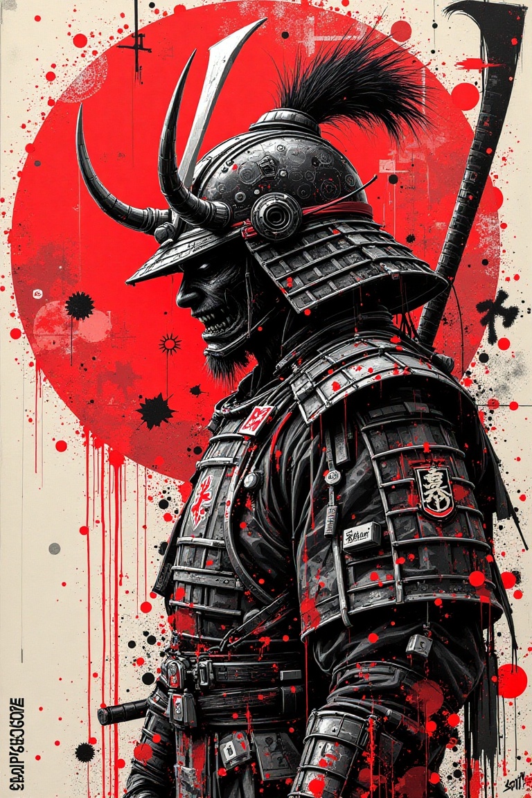 japan warrior collage,  digital art,  poster on Tensor.Art