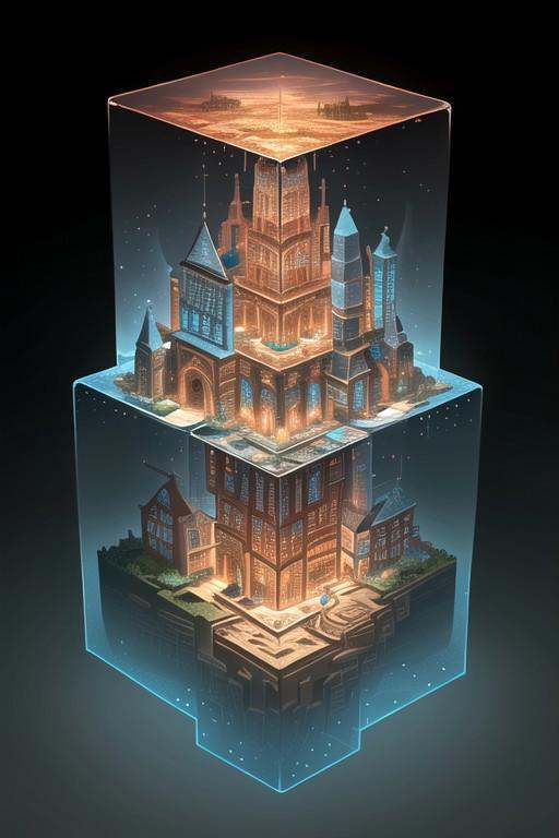 masterpiece,  best quality,  M1CR0CUB3D A vibrant microworld inside a translucent cube on Tensor.Art