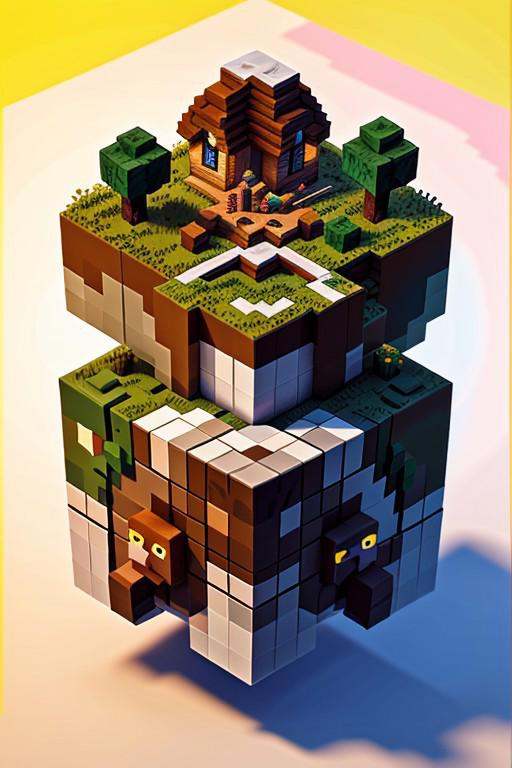 masterpiece,  best quality,  M1CR0CUB3D Isometric view of a Minecraft-inspired microworld cube on Tensor.Art
