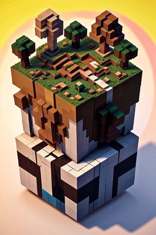 masterpiece,  best quality,  M1CR0CUB3D Isometric view of a Minecraft-inspired microworld cube on Tensor.Art