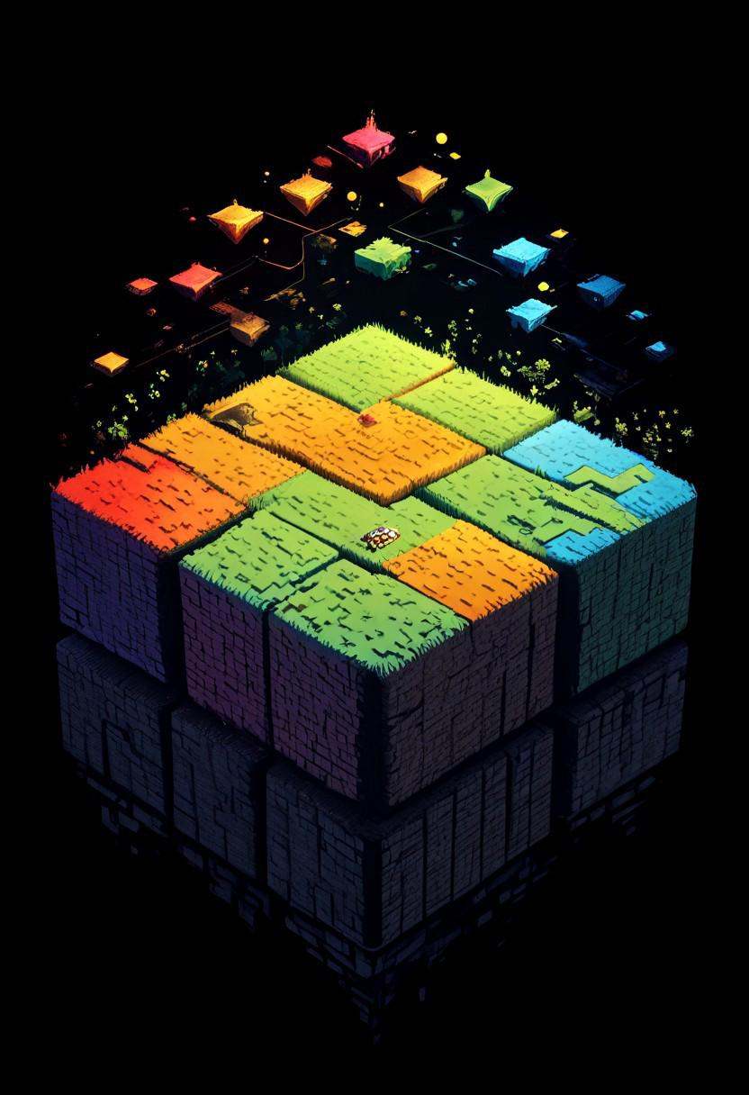 masterpiece,  best quality,  M1CR0CUB3D Hypixel Skyblock reimagined as a cube on Tensor.Art