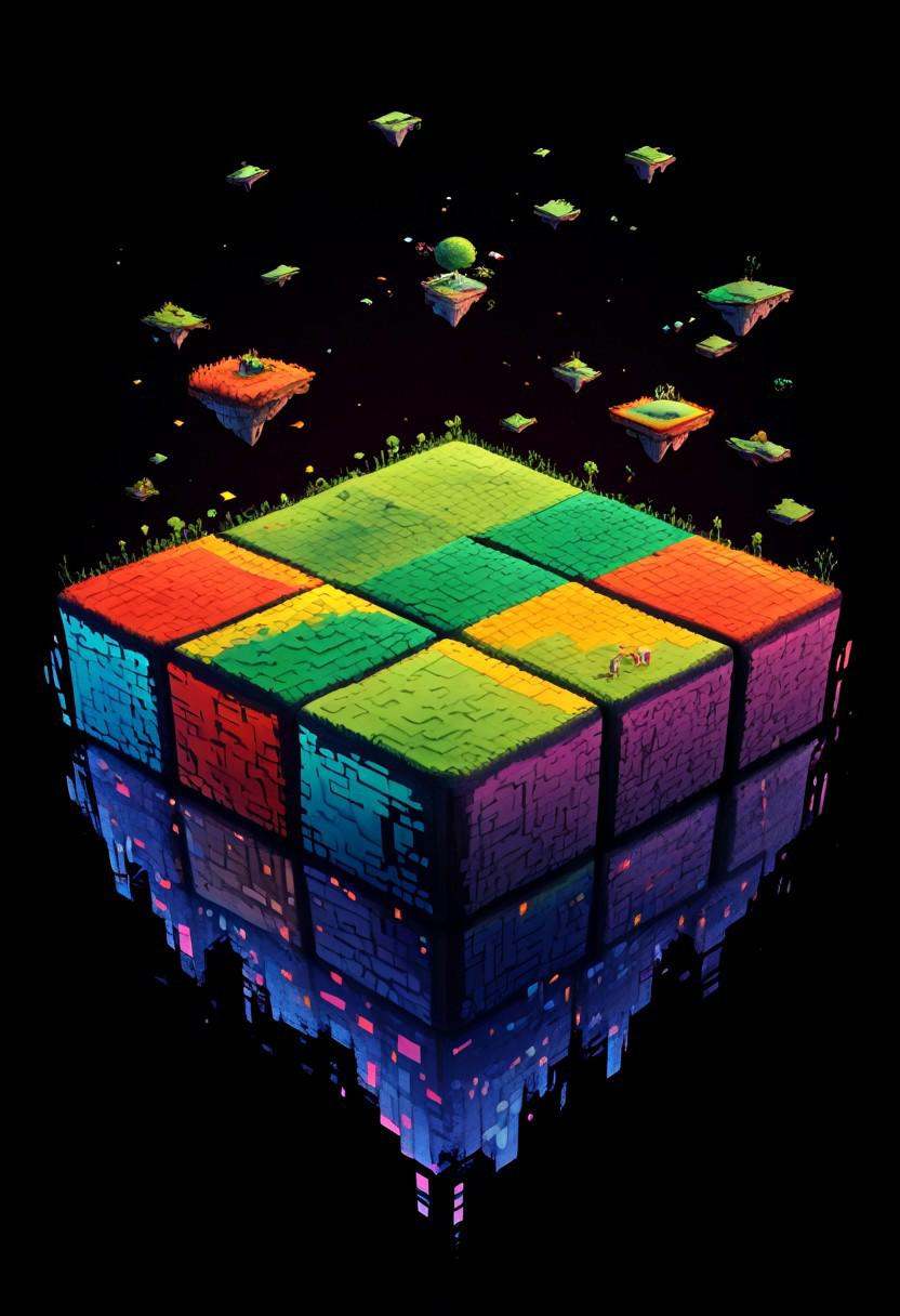 masterpiece,  best quality,  M1CR0CUB3D Hypixel Skyblock reimagined as a cube on Tensor.Art