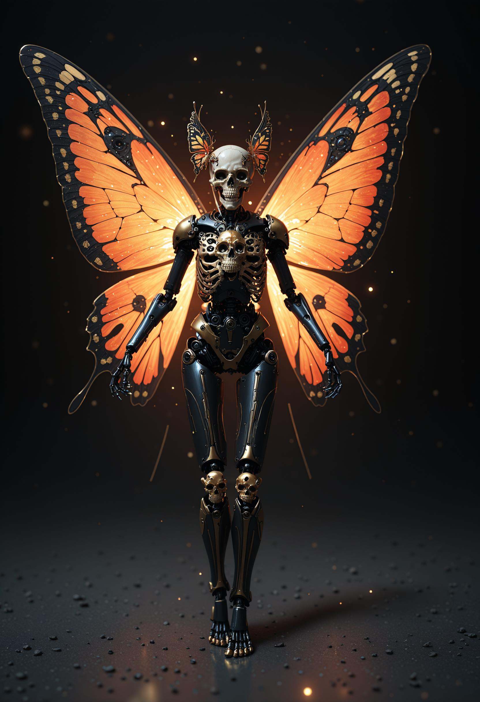 This is a highly detailed,  hyper-realistic CGI artwork depicting an otherworldly,  futuristic figure. The subject is a sk...
