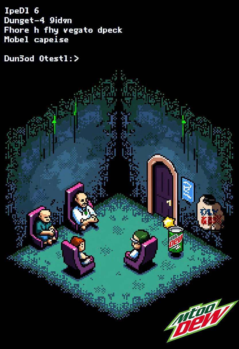 featuring a and players in a dark dungeon,  ,  looking confused on Tensor.Art