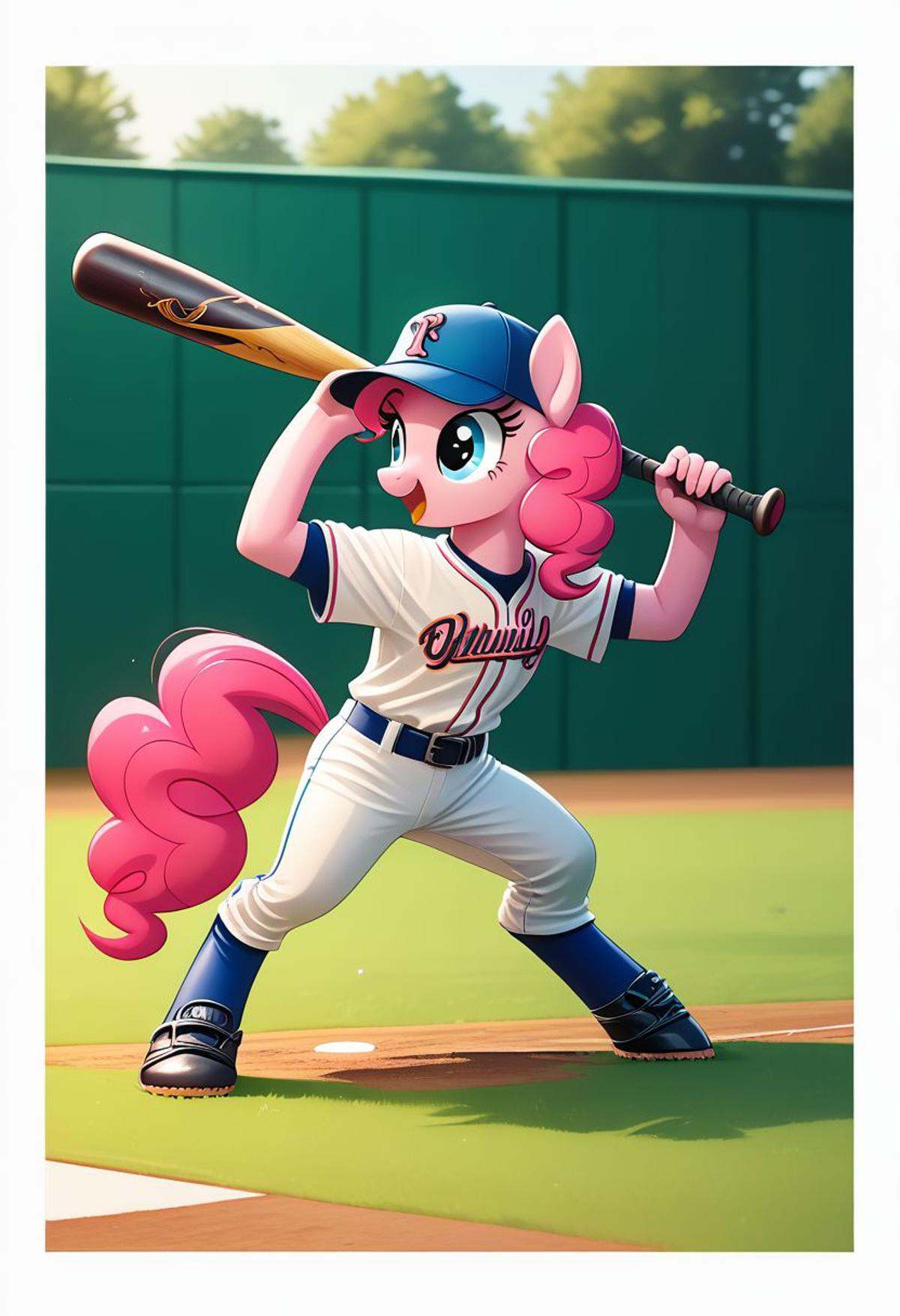 EnD_Niji_Sports,  source_pony,  PinkiePie playing baseball on Tensor.Art