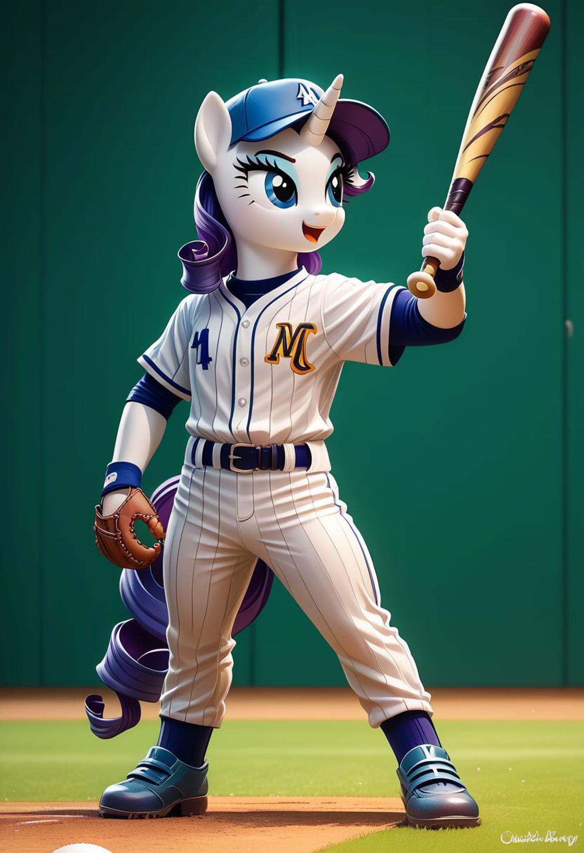 EnD_Niji_Sports,  source_pony,  Rarity playing baseball on Tensor.Art