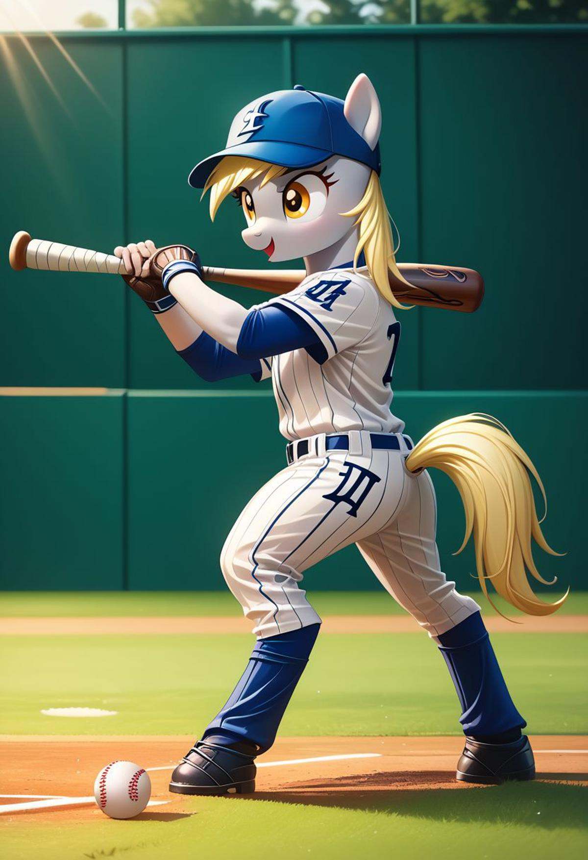 EnD_Niji_Sports,  source_pony,  Derpy Hooves playing baseball on Tensor.Art