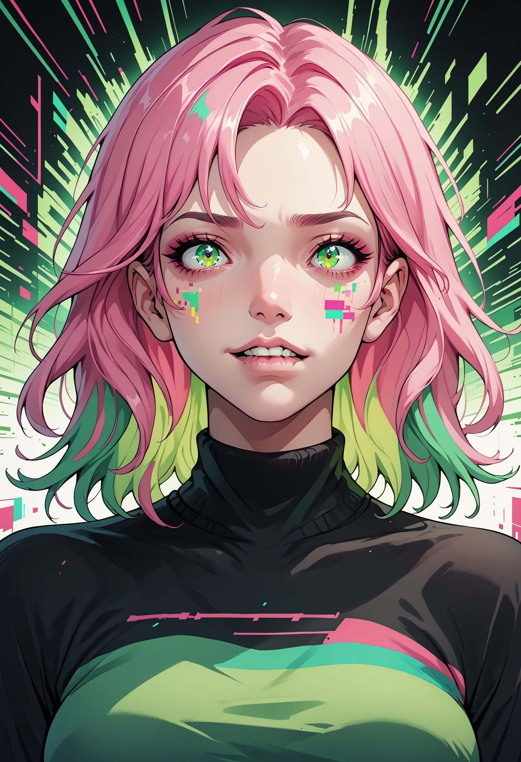 PonyXLV6_Scores BREAK 1girl,  green eyes,  kawaii on Tensor.Art
