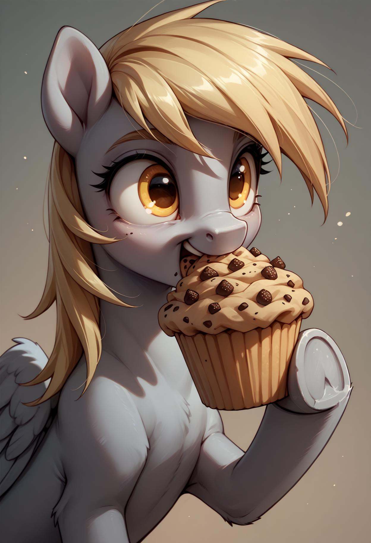 PonyXLV6_Scores source_pony,  derpy hooves eating a muffin on Tensor.Art