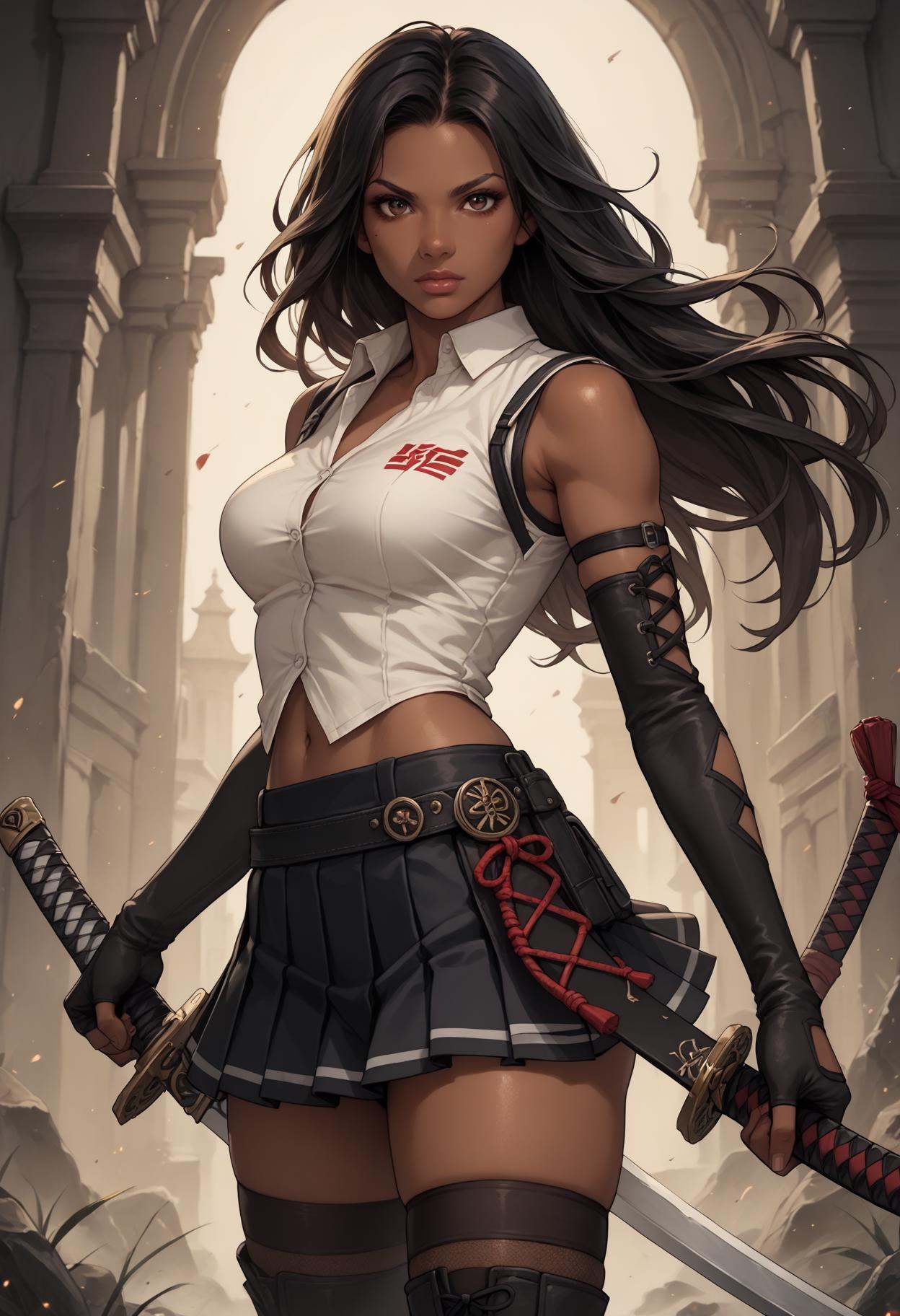 PonyXLV6_Scores BREAK 1girl,  weapon,  solo on Tensor.Art