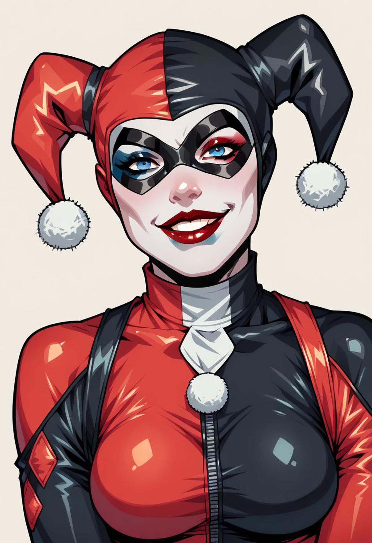 niji comix style,  Harley Quinn,  domino mask on Tensor.Art