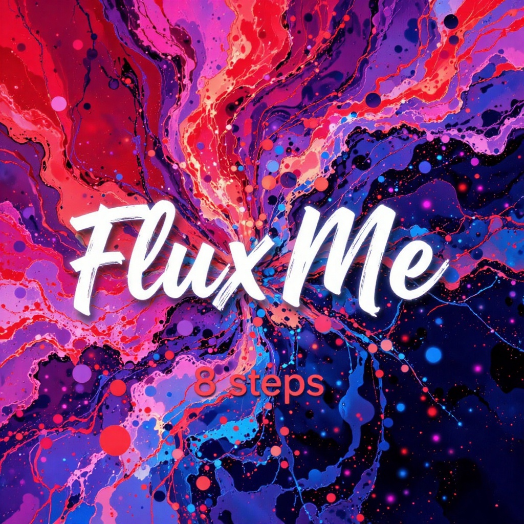 The image features a bright abstract background with a swirling,  colorful pattern that resembles flowing water or liquid....