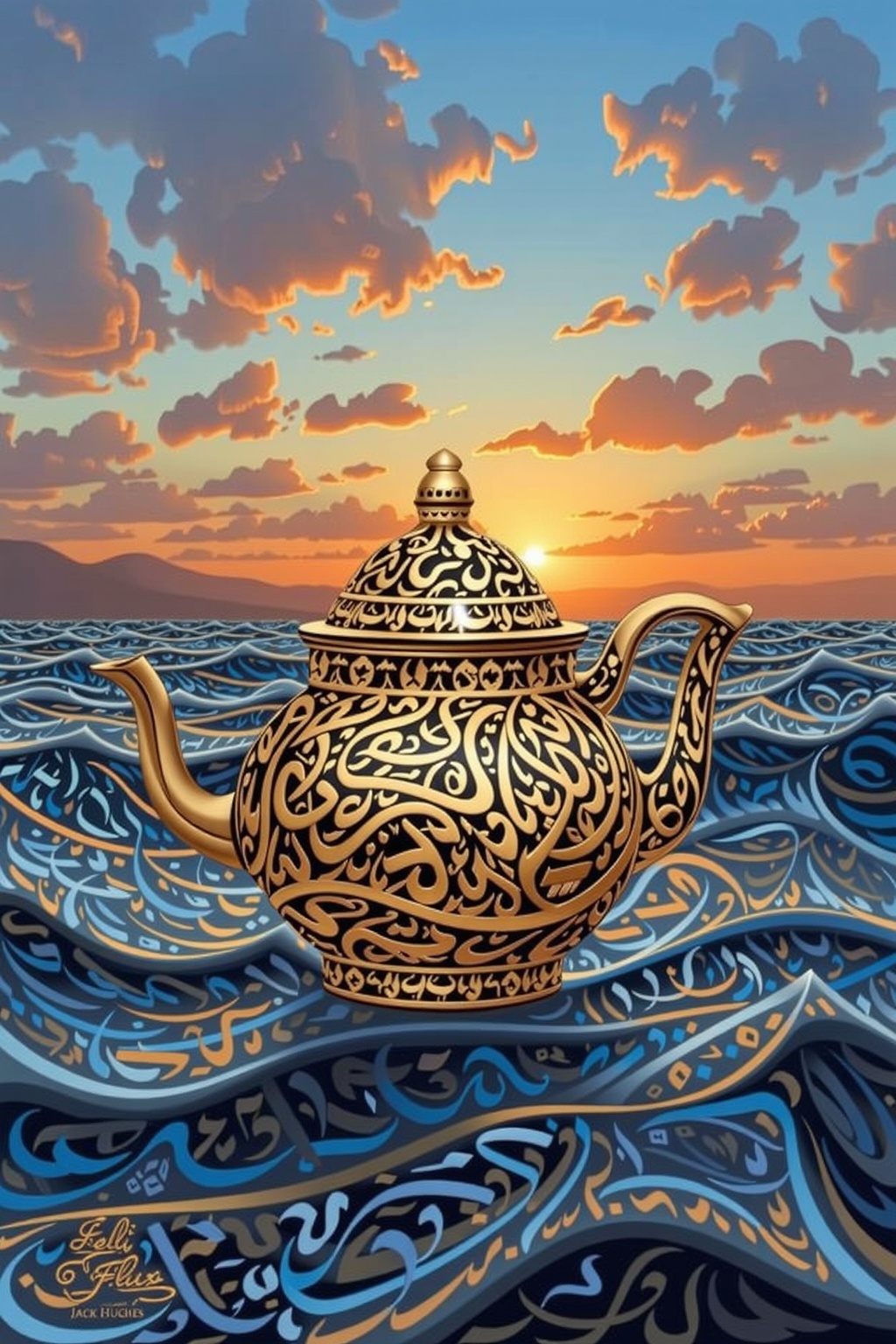 teapot,  RAW photo,  with the text "ATAI FLUX" on Tensor.Art