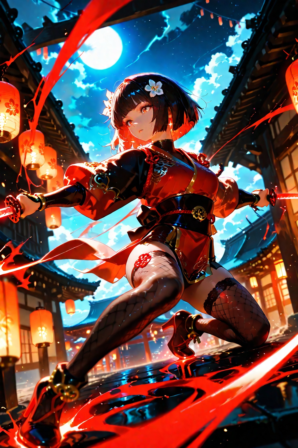 1girl,  dynamic action pose,  jumping mid-air on Tensor.Art