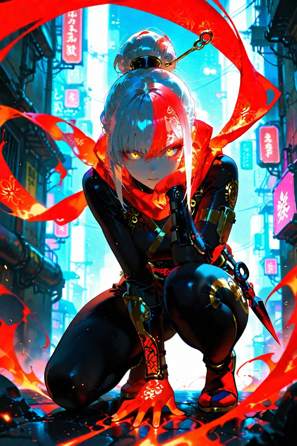 1girl,  full body,  crouching pose on Tensor.Art