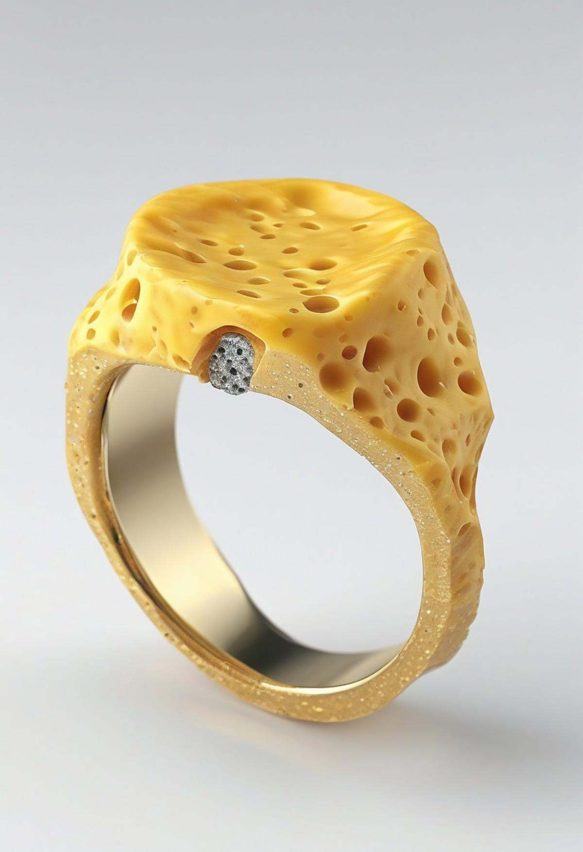 End_JewelryMorph,  a ring inset with a stone that looks like cheese on Tensor.Art