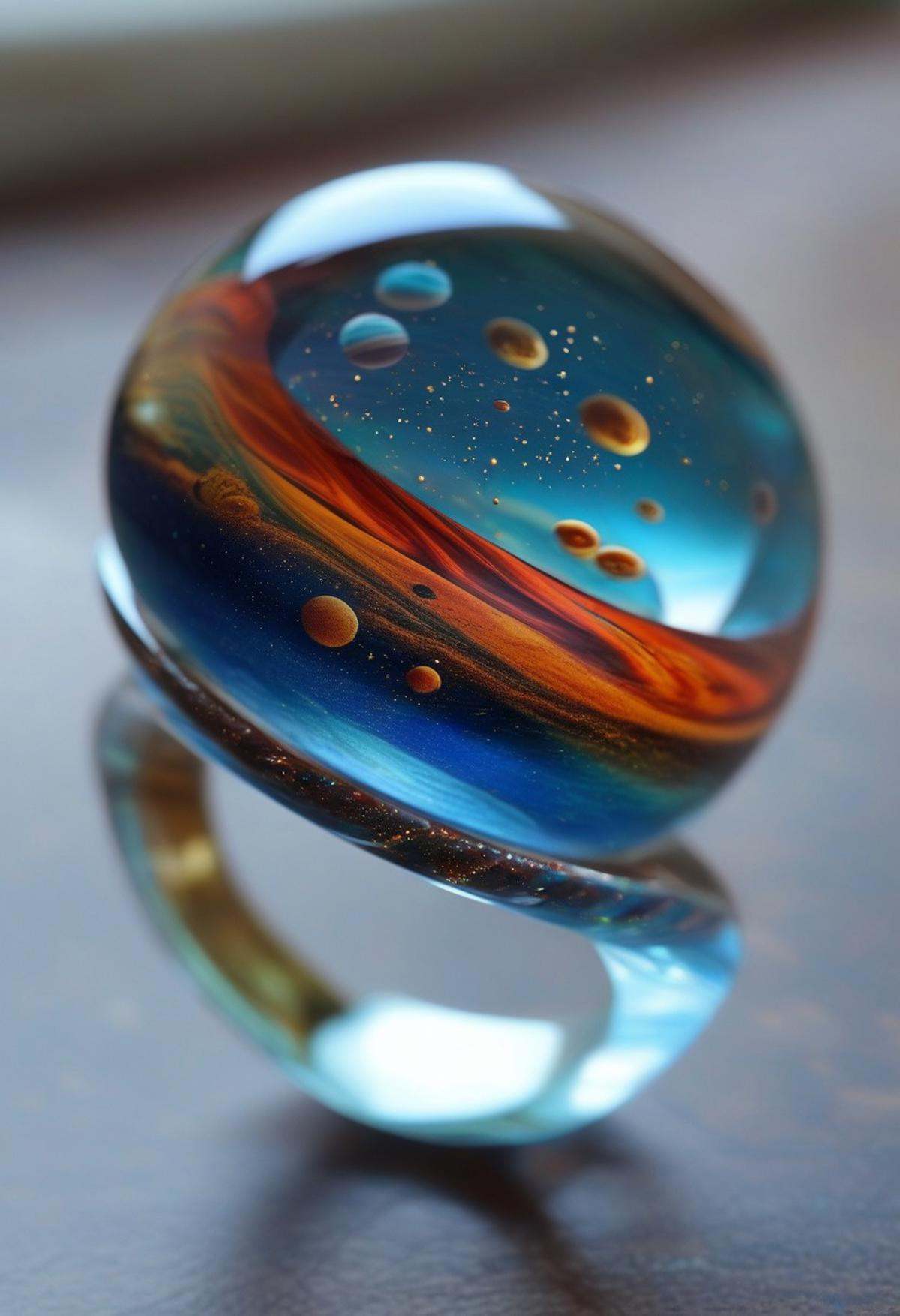 End_JewelryMorph,  a ring with a planet inside a transparent glass dome on Tensor.Art