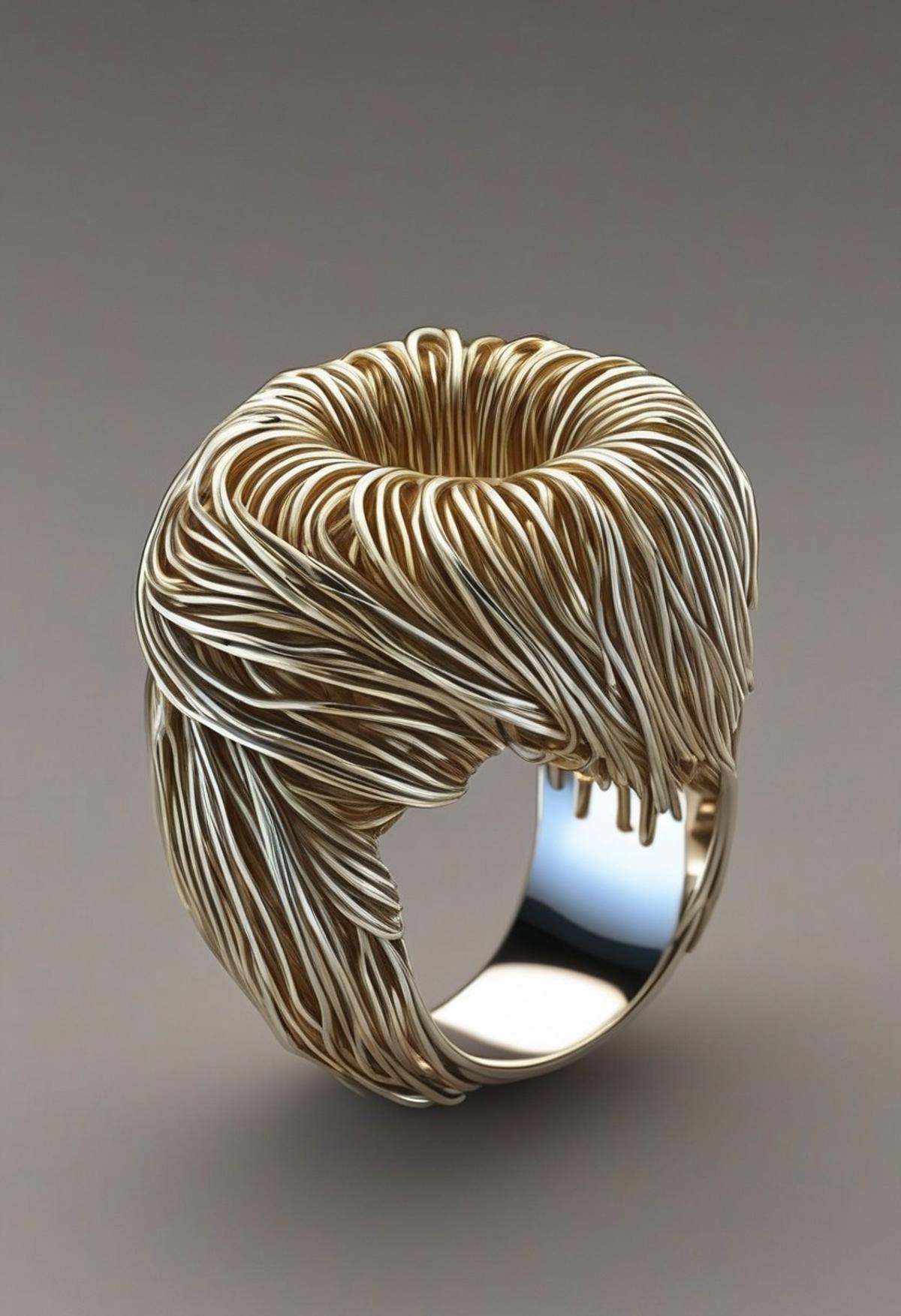 End_JewelryMorph,  a ring inset with a stone that looks like spaghetti on Tensor.Art
