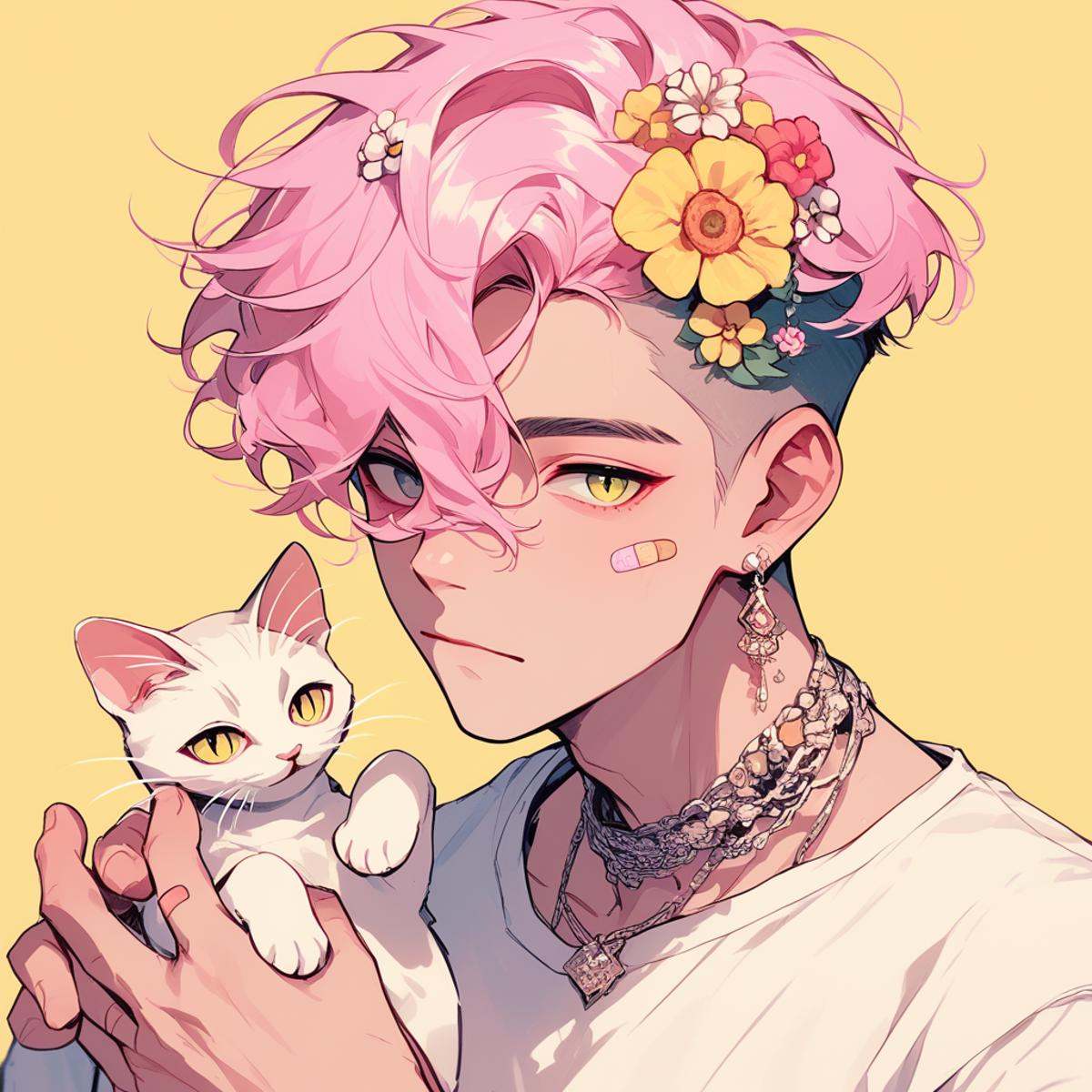pastel style,  1boy,  flower on Tensor.Art