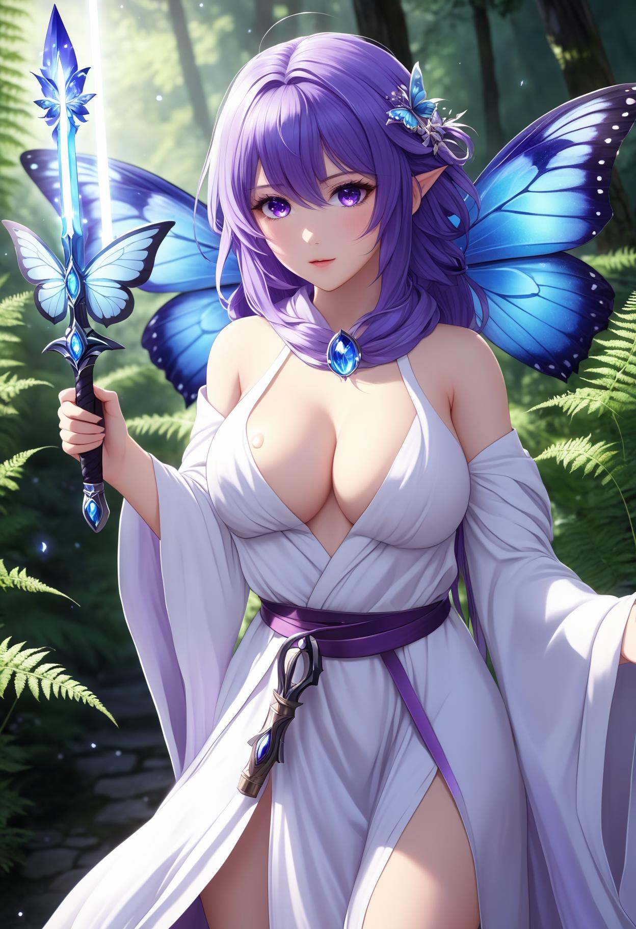 fern \(sousou no frieren\),  1girl,  blue butterfly on Tensor.Art