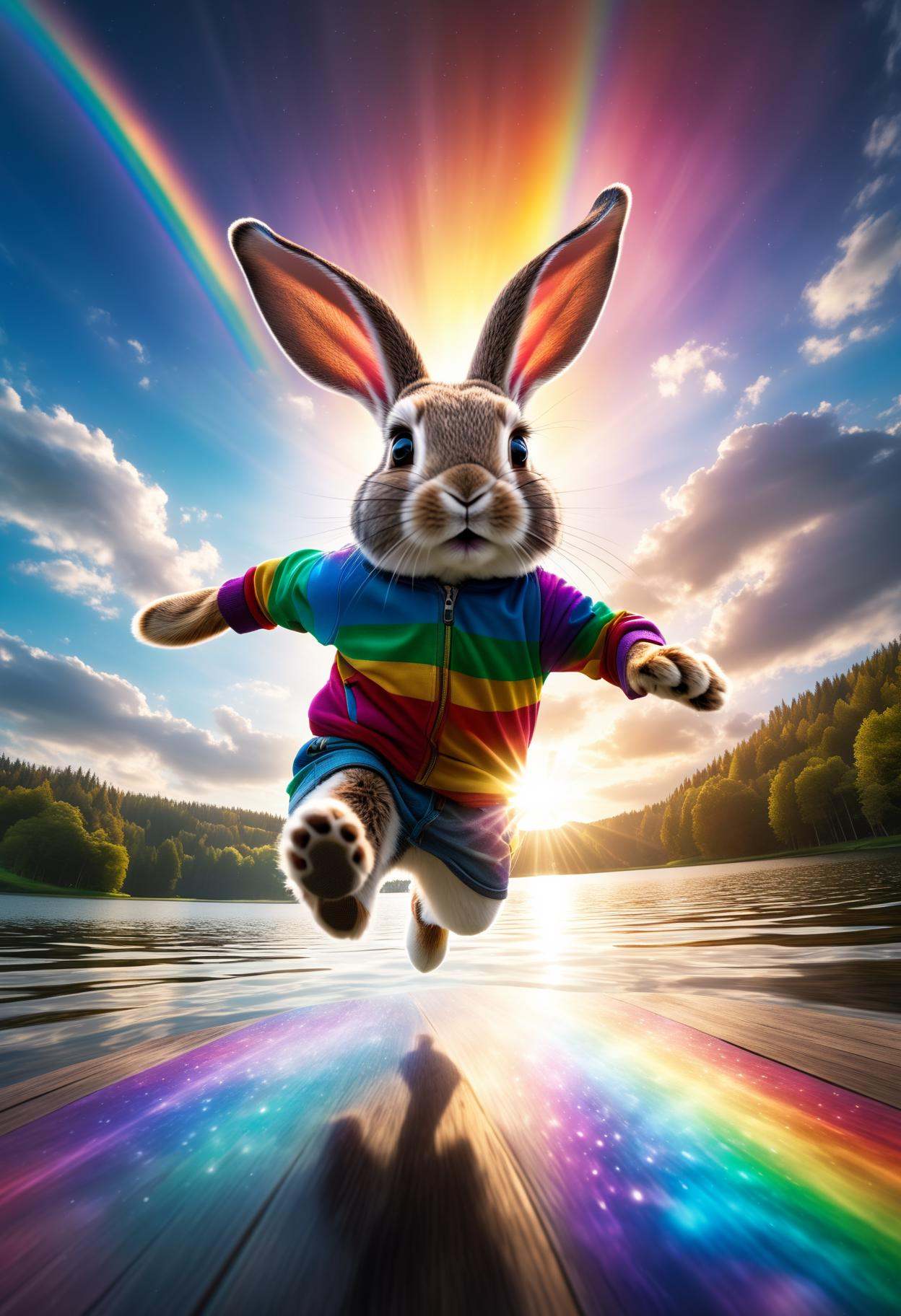 comic (rabbit) is to the viewer whilst Moulting,  ,  sun rays on Tensor.Art