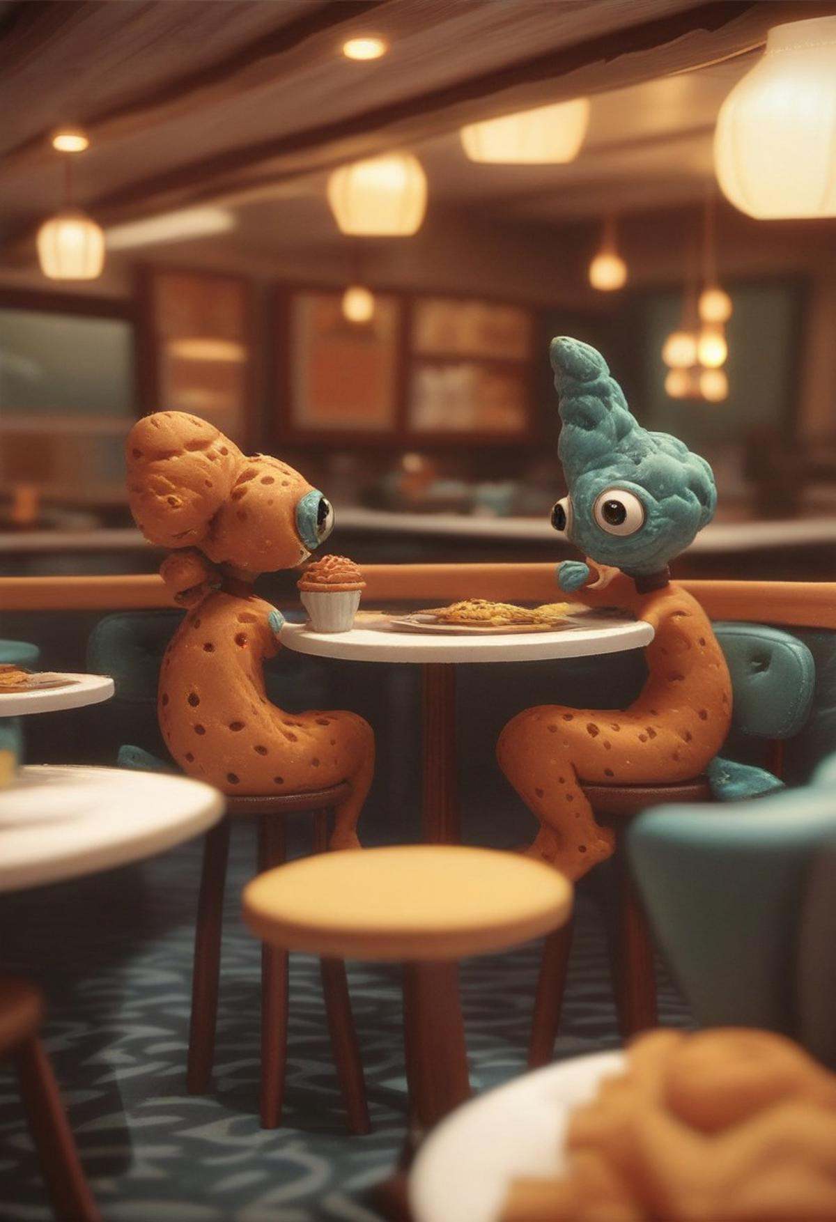 endplay_domorph,  made of playdough,  restaurant scene made of different colors of playdough on Tensor.Art