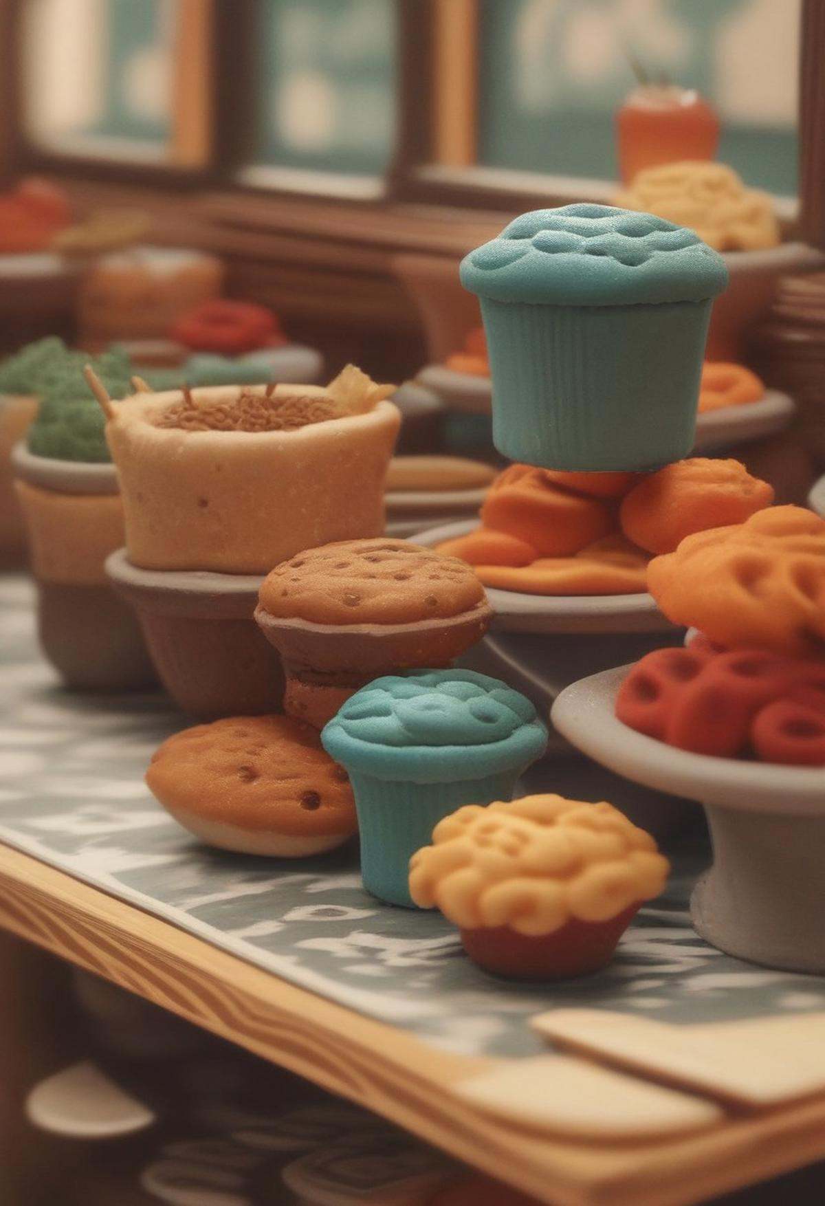 endplay_domorph,  made of playdough,  restaurant scene made of different colors of playdough on Tensor.Art