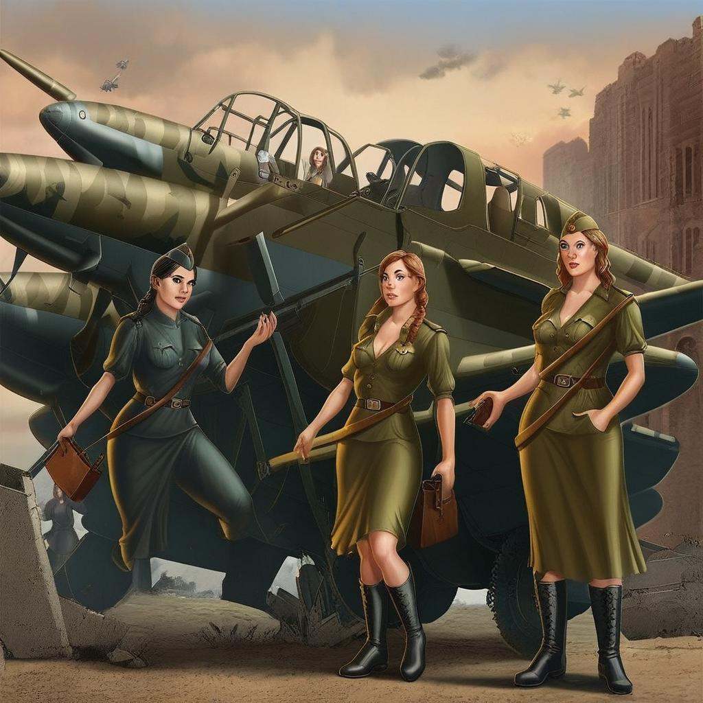 VoSmilitary,  3girls, on Tensor.Art