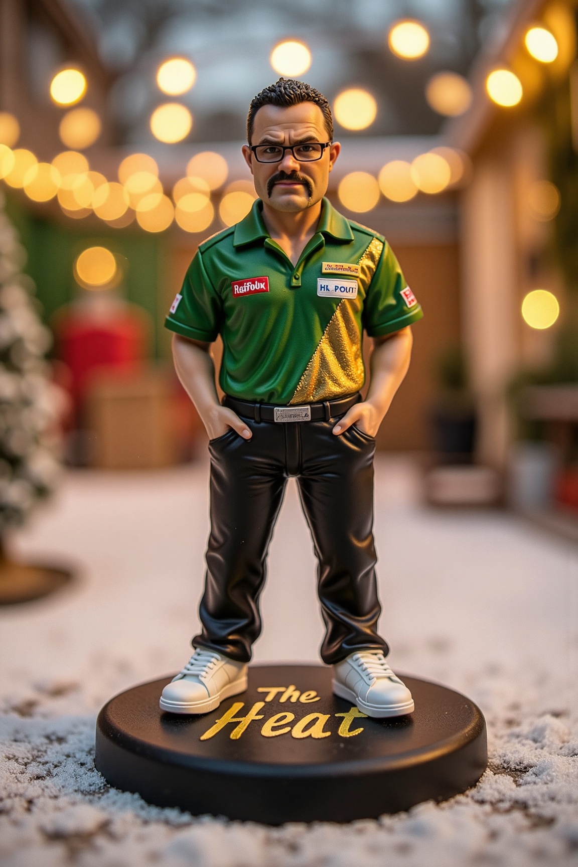 photo of dxh man,  real-life miniature action figure of Damon Heta,  standing on a round on Tensor.Art