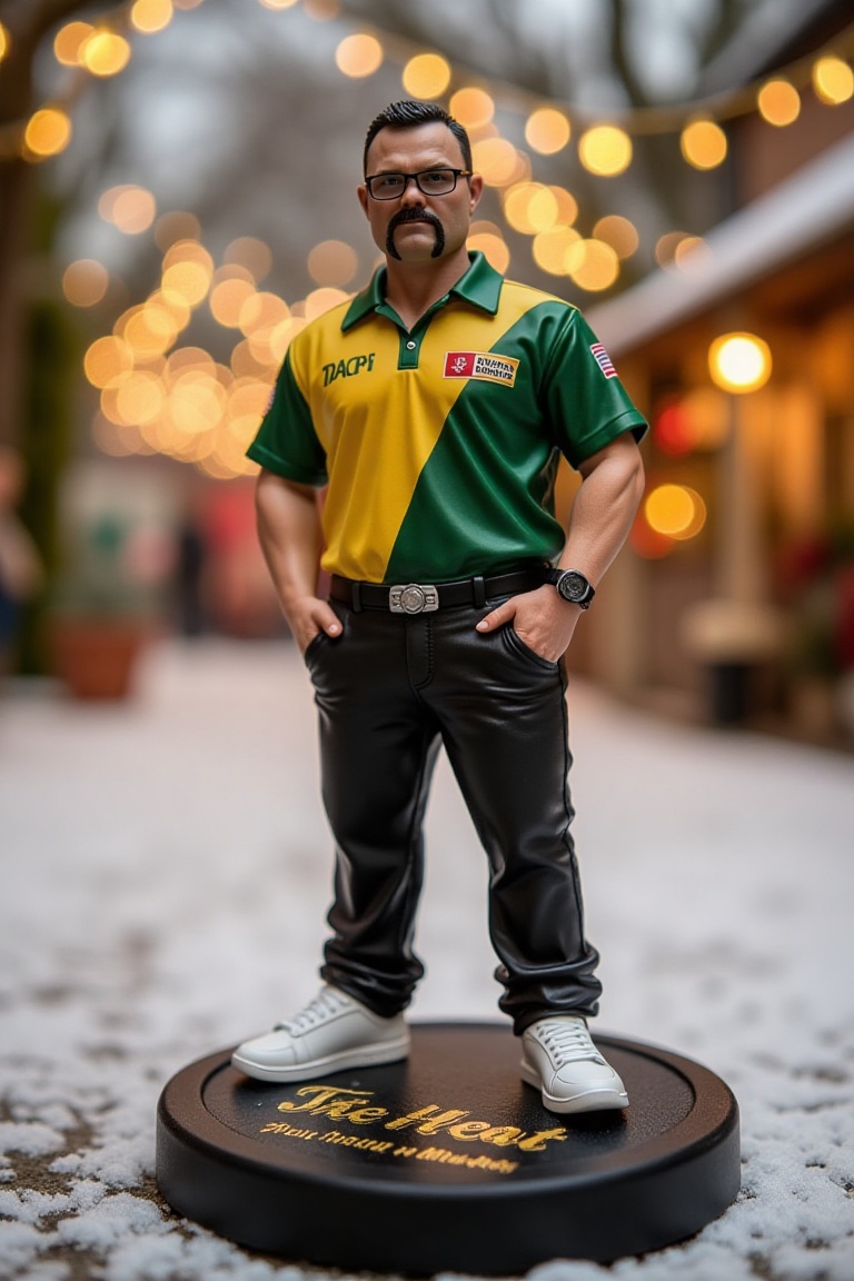 photo of dxh man,  real-life miniature action figure of Brendan Dolan,  standing on a round on Tensor.Art