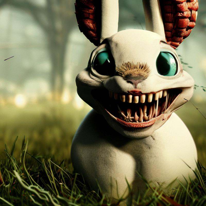 a white bunny rabbit sitting next to a wicker basket of easter eggs,  by on Tensor.Art