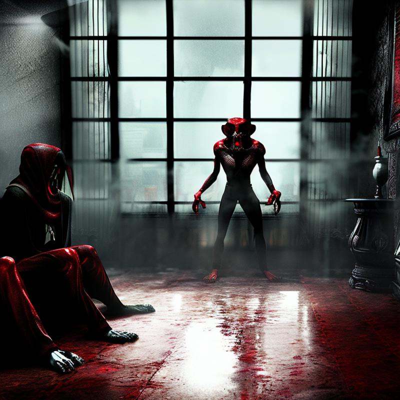 something evil looking in from outside a window,  as seen from inside a cosy living room,  outside is raining on Tensor.Art