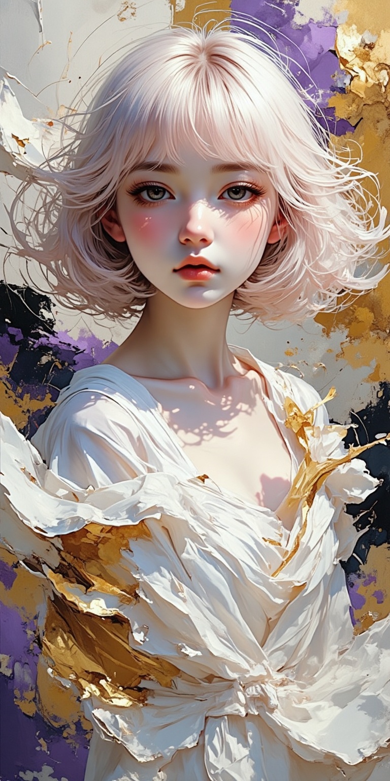 masterpiece,  ultra-detailed,  editorial magazine cover A 16-year-old virtual idol with pastel pink fluffy bob hair and lu...