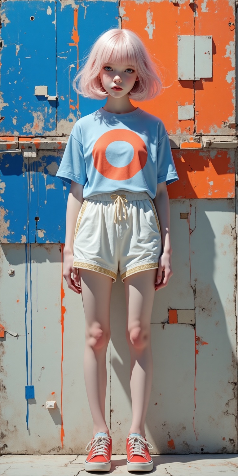 masterpiece,  ultra-detailed,  editorial magazine cover A 16-year-old virtual idol with pastel pink fluffy bob hair and lu...