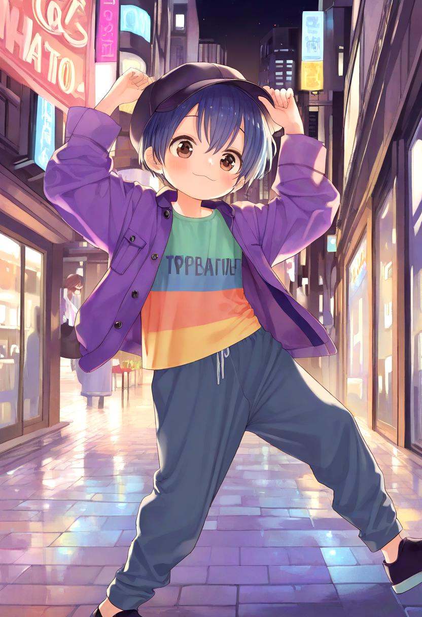 type-k,  blue hair,  standing on Tensor.Art