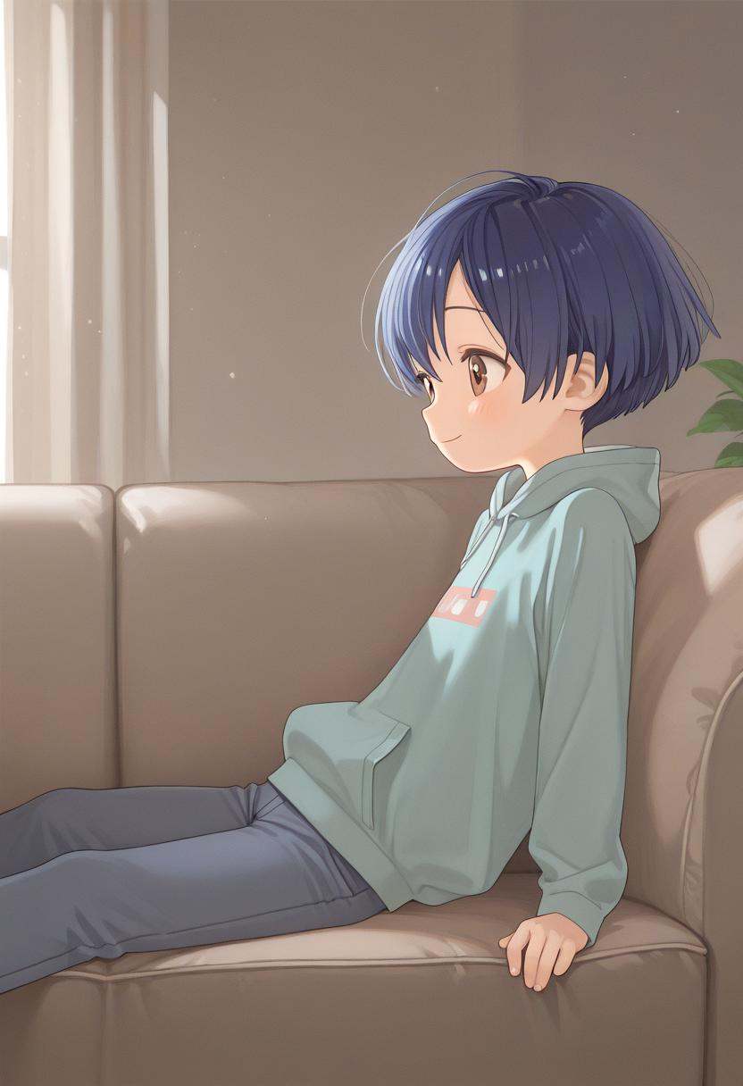 type-k,  blue hair,  hoodie on Tensor.Art